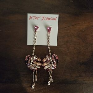 Betsey Johnson Multicolor Flamingo Earrings